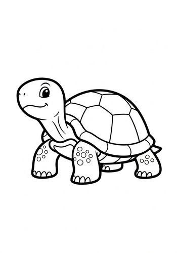 Cute Turtle Coloring Page For Kids