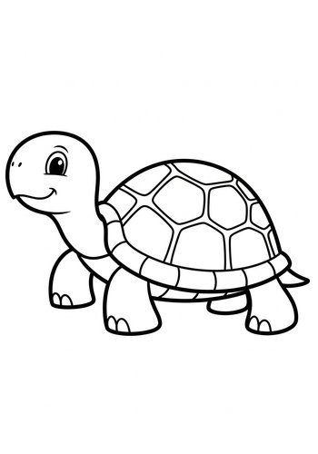 Cute Turtle Coloring Page For Kids