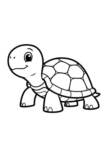 Cute Turtle Coloring Page For Kids