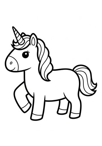 Cute Unicorn Coloring Page