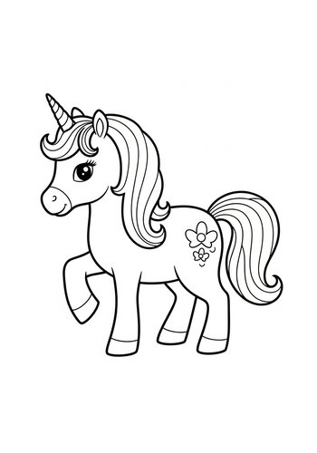 Cute Unicorn Coloring Page For Kids