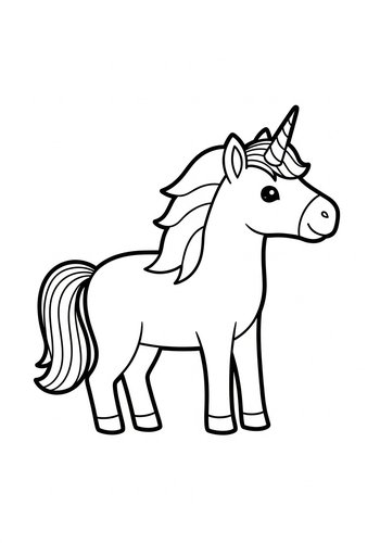 Cute Unicorn Coloring Page For Kids