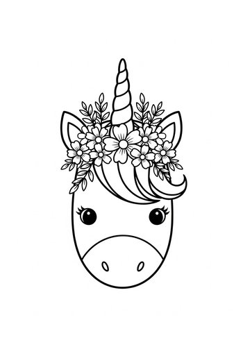 Cute Unicorn Coloring Page For Kids