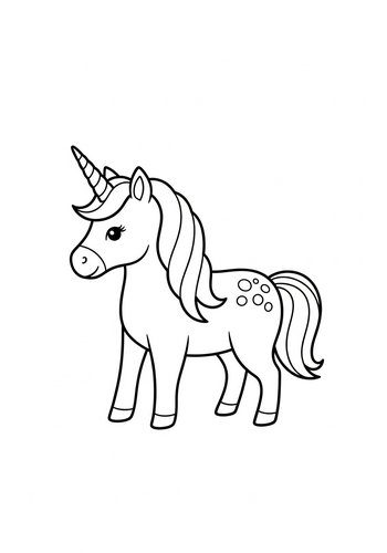 Cute Unicorn Coloring Page For Kids