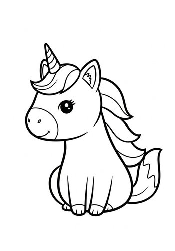 Cute Unicorn Coloring Page For Kids