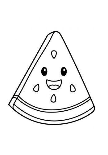 Coloring Page: Cute Watermelon Coloring Page: Fun Fruit Art