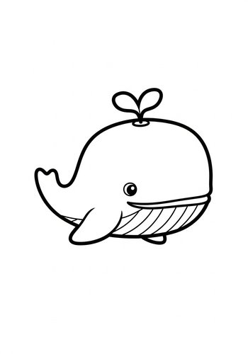 Cute Whale Coloring Page For Kids