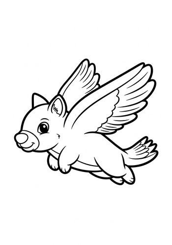 Cute Winged Squirrel Coloring Page