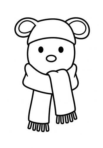 Cute Winter Bear Coloring Page