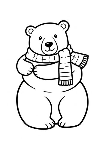 Cute Winter Bear Coloring Page For Kids