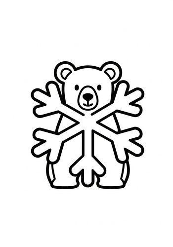 Cute Winter Bear With Snowflake - Coloring Page Fun