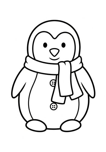 Cute Winter Penguin Coloring Page