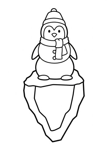 Cute Winter Penguin Coloring Page