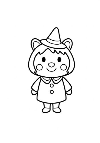Cute Witch Bear Coloring Page For Kids