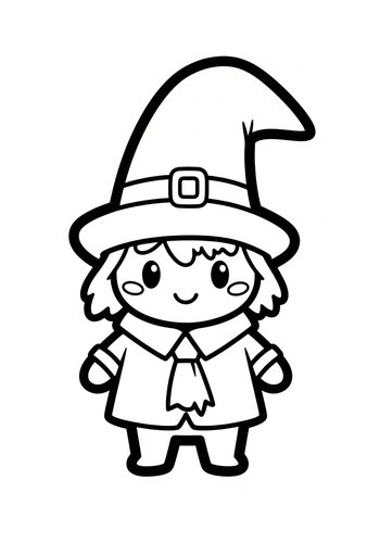 Cute Witch Coloring Page For Halloween Fun