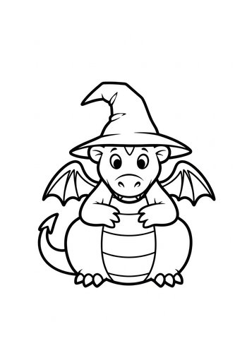Cute Wizard Dragon Coloring Page For Kids