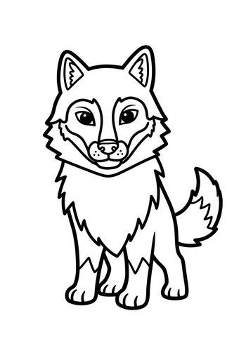 Cute Wolf Coloring Page For Kids