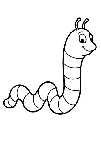 Cute Worm Coloring Page For Kids