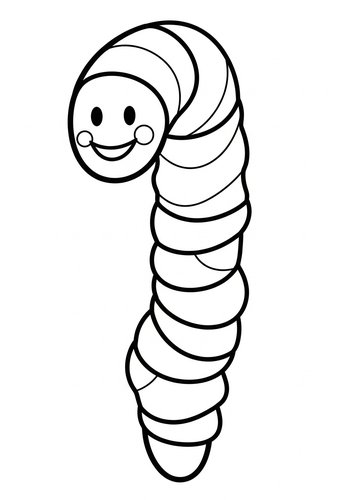 Cute Worm Coloring Page For Kids