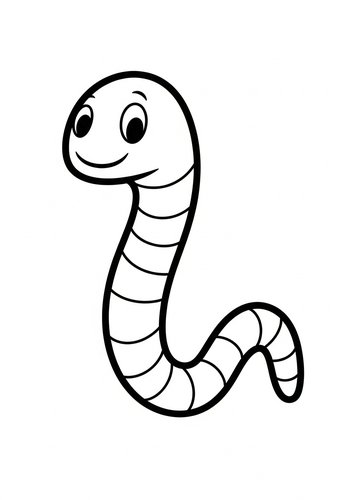 Cute Worm Coloring Page For Kids