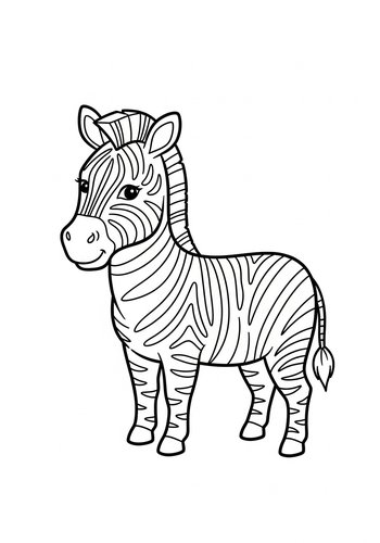 Cute Zebra Coloring Page For Kids