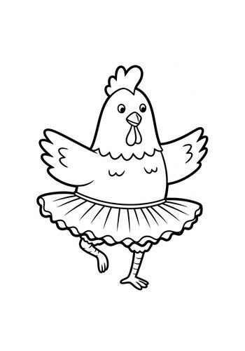 Dancing Chicken Coloring Page Fun