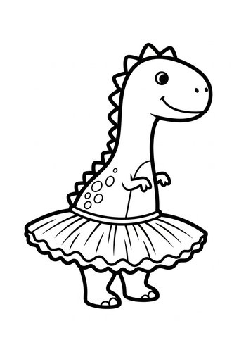 Coloring Page: Dancing Dinosaur Coloring Page: Ballerina Dino Fun