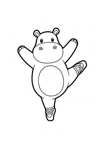 Dancing Hippo Coloring Page