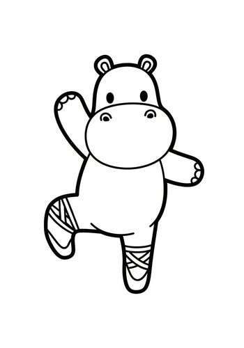Dancing Hippo Coloring Page: Express Yourself