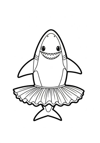 Dancing Shark Coloring Page: A Tutu-wearing Wonder