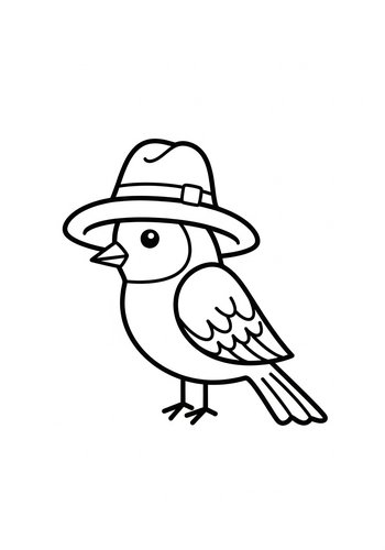 Coloring Page: Dapper Bird In A Hat Coloring Page