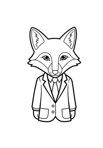 Dapper Fox Coloring Page: A Foxy Gentleman
