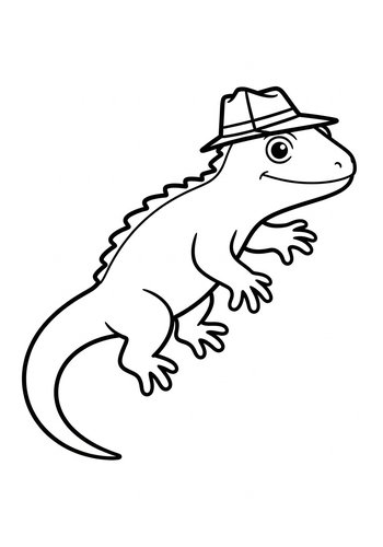 Dapper Lizard Coloring Page: Mystery & Fun