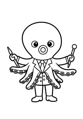 Dapper Octopus Coloring Page For Kids