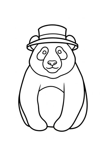 Dapper Panda Coloring Page: A Bear In A Hat