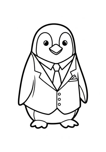 Dapper Penguin In A Suit Coloring Page