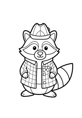 Dapper Raccoon Coloring Page For Kids