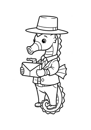 Dapper Seahorse Coloring Page