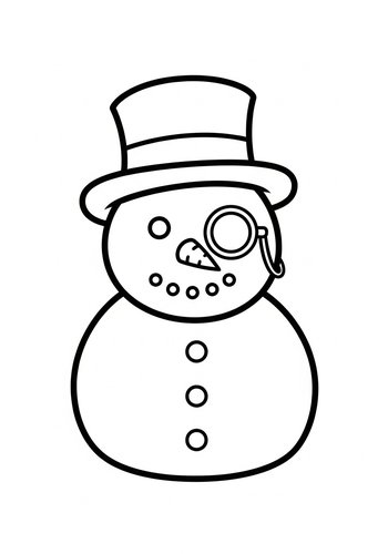 Dapper Snowman With Monocle - Coloring Page Fun