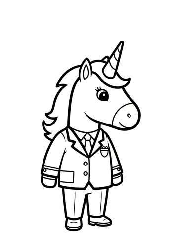 Dapper Unicorn In A Suit Coloring Page