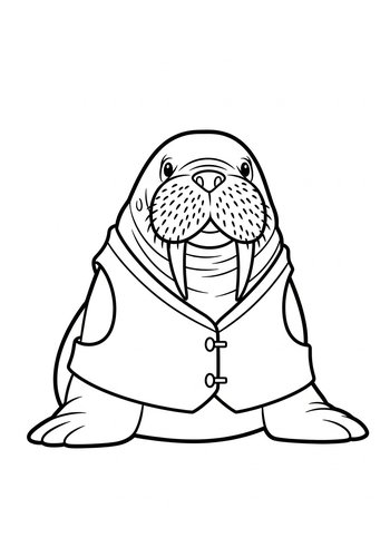 Dapper Walrus Coloring Page: Arctic Charm