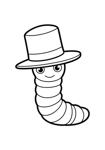 Dapper Worm Coloring Page: Top Hat Fun