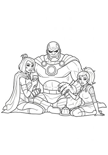 Darkseid Going On A Picnic With The Furies - Coloring Page Fun