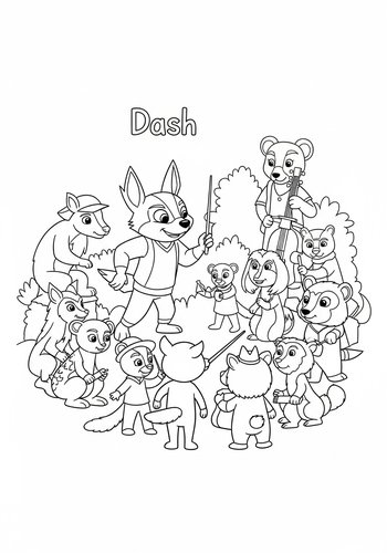Dash Conducting An Orchestra Of Forest Animals: A Coloring Adventure