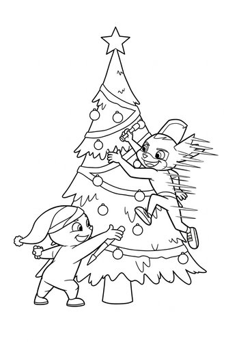 Dash Decorating A Giant Christmas Tree With Super-speed Coloring Page