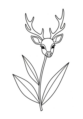 Deer Flower Coloring Page