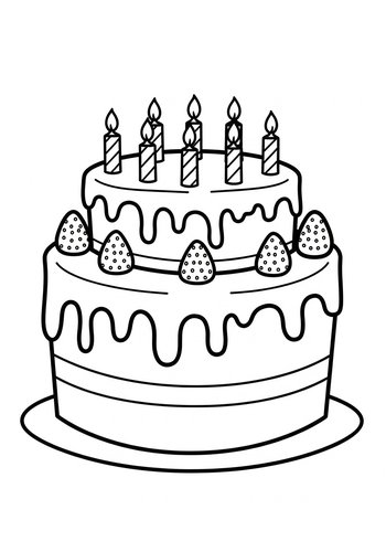 Delicious Cake Coloring Page: Sweet Treat Fun