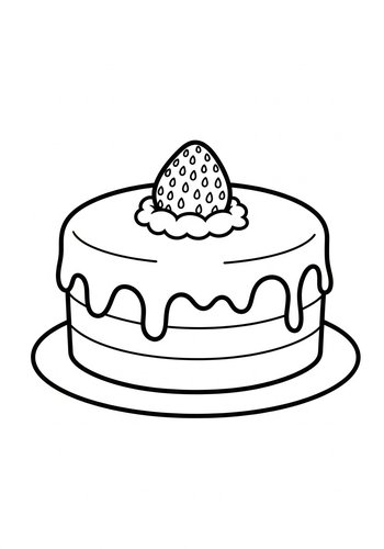 Delicious Strawberry Cake Coloring Page