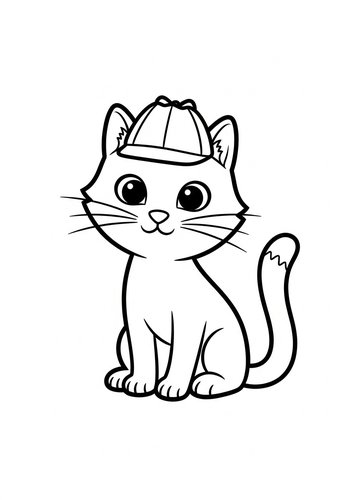 Detective Cat Coloring Page Fun