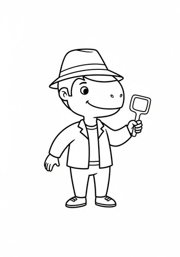 Detective Dino Coloring Page